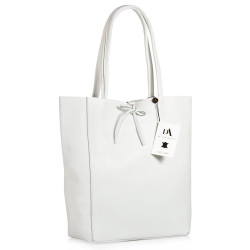 Geanta shopper din piele naturala DiAmanti Luisa Bianco
